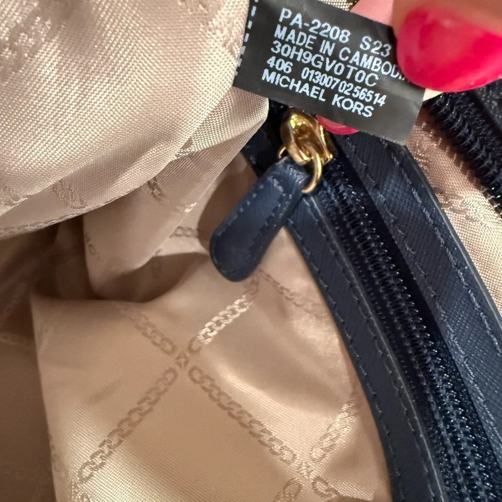 Michael Kors Eva Nylon Gabardine Navy Blue Small Tote Bag